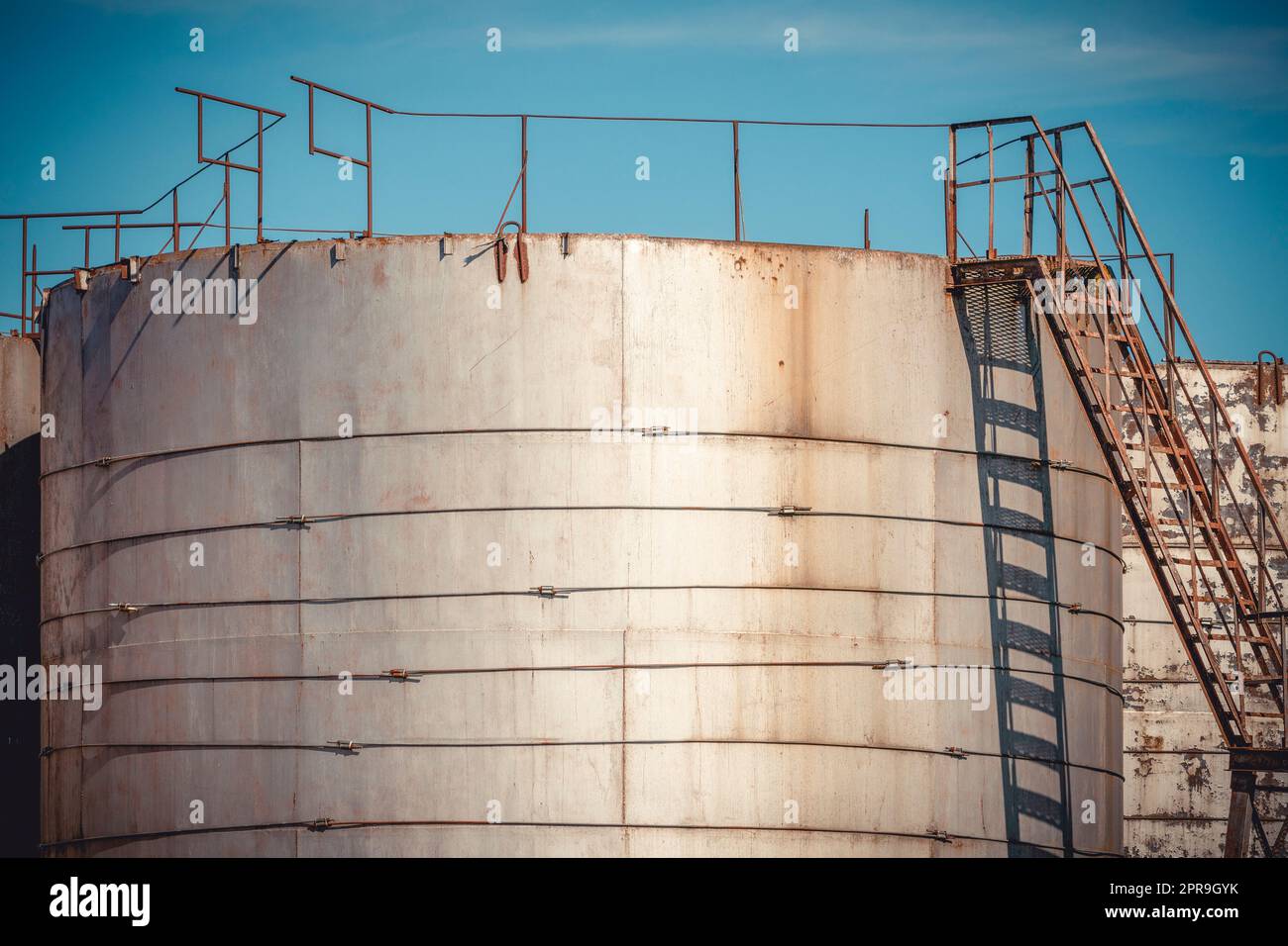 Close up of a large tanks at cargo terminal Stock Photo Alamy