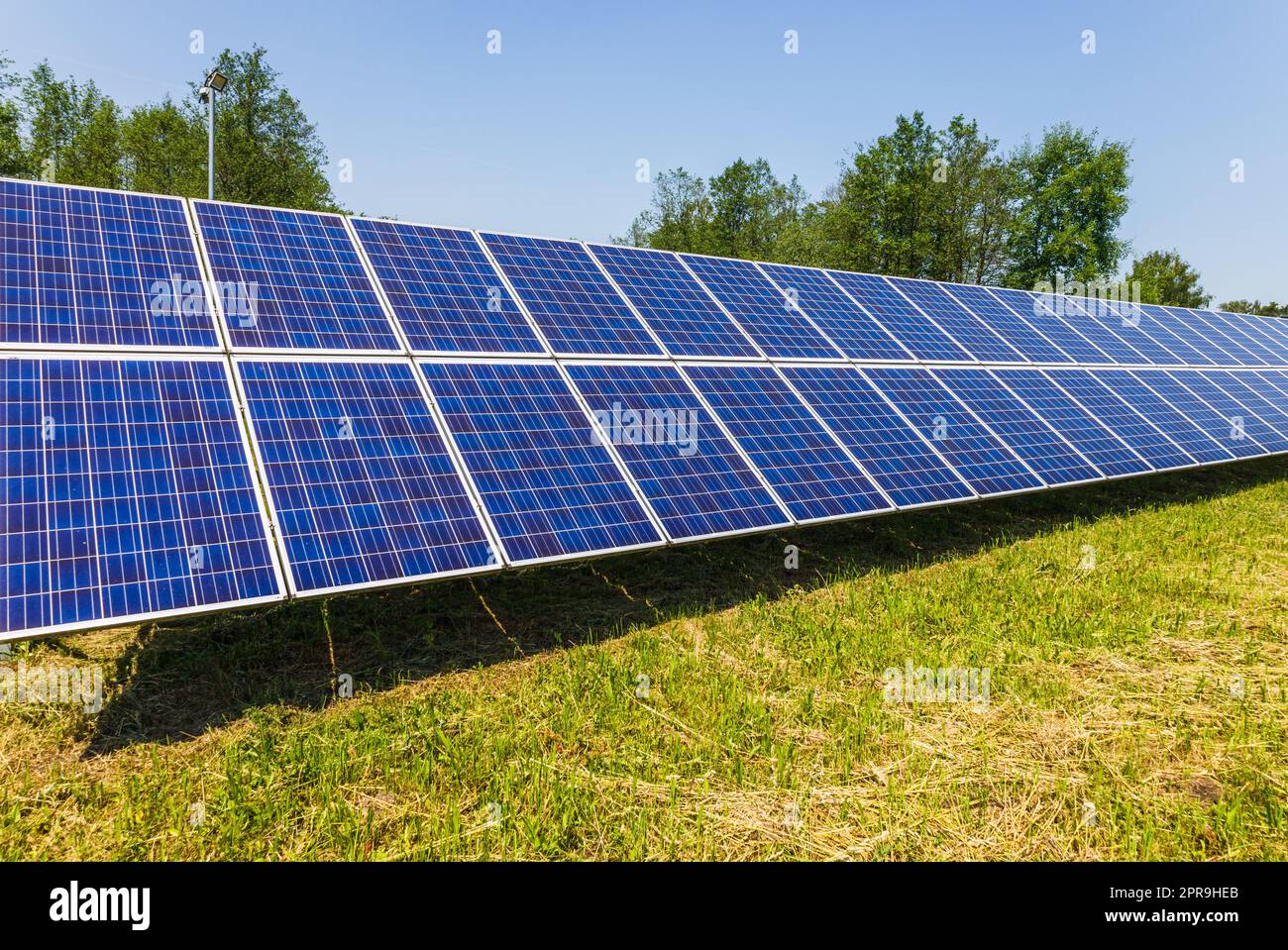 Solar panels on the sky background. Solar power plant. The alternative source of electricity Stock Photo