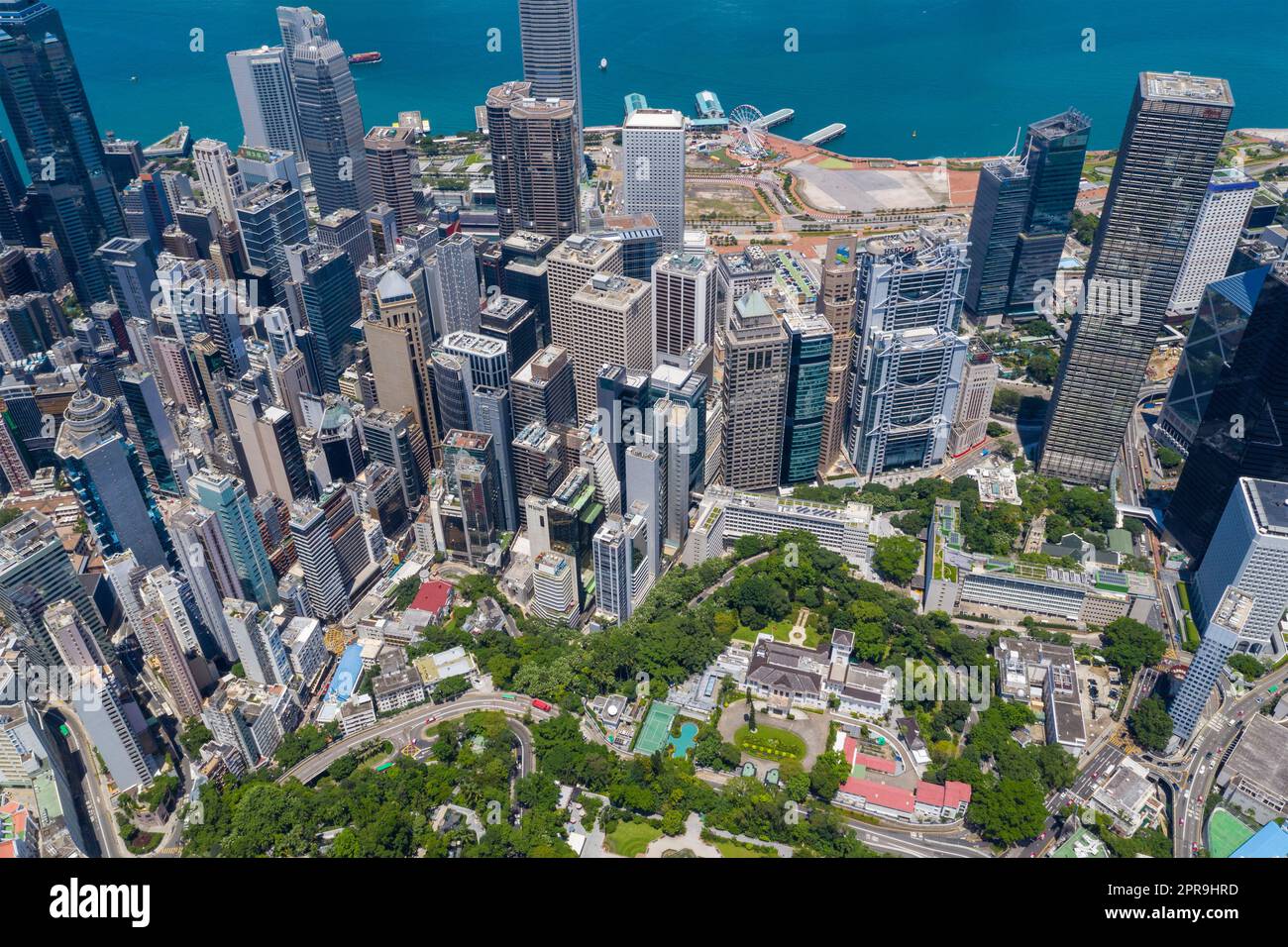 Central, Hong Kong 15 July 2020: Top view of Hong Kong city Stock Photo ...