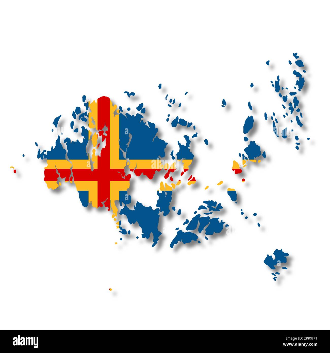 An Aland Islands flag map 3d illustration on white with clipping path Stock Photo