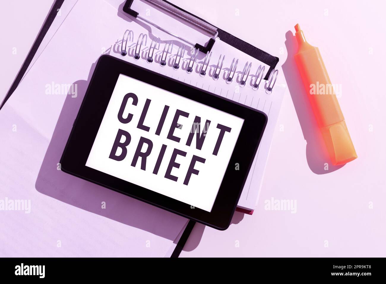 Handwriting text Client Brief. Word Written on A documents bounded by ...