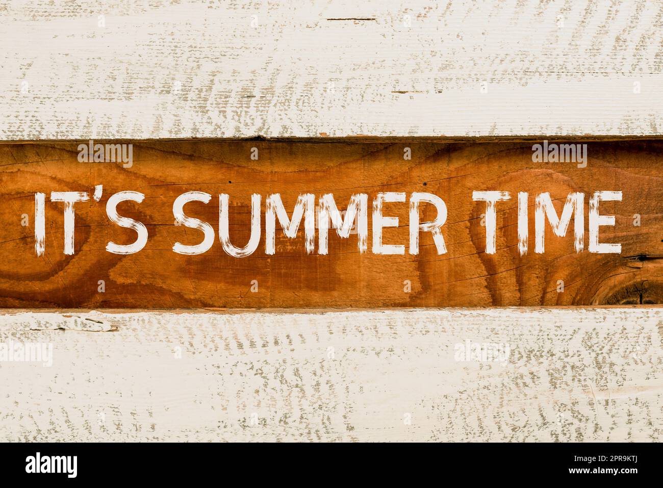 Inspiration showing sign It S Summer Time. Internet Concept Relax sunny hot season of the year Vacation beach trip Important Informations Written On Piece Of Wood On Floor. Stock Photo