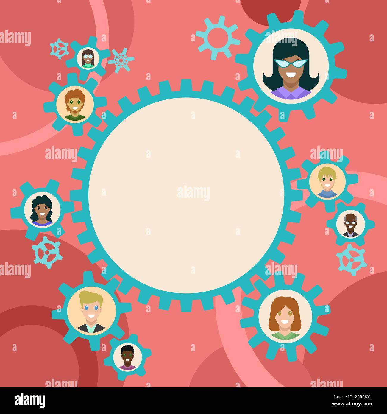 Colleagues Presented Inside Cogwheels Showing Definition Of Teamwork