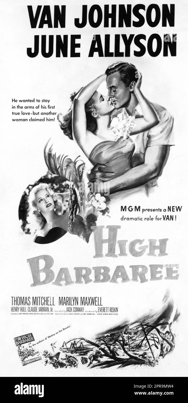 VAN JOHNSON JUNE ALLYSON and MARILYN MAXWELL in HIGH BARBAREE 1947 director JACK CONWAY novel Charles Nodrhoff and James Norman Hall Metro Goldwyn Mayer Stock Photo