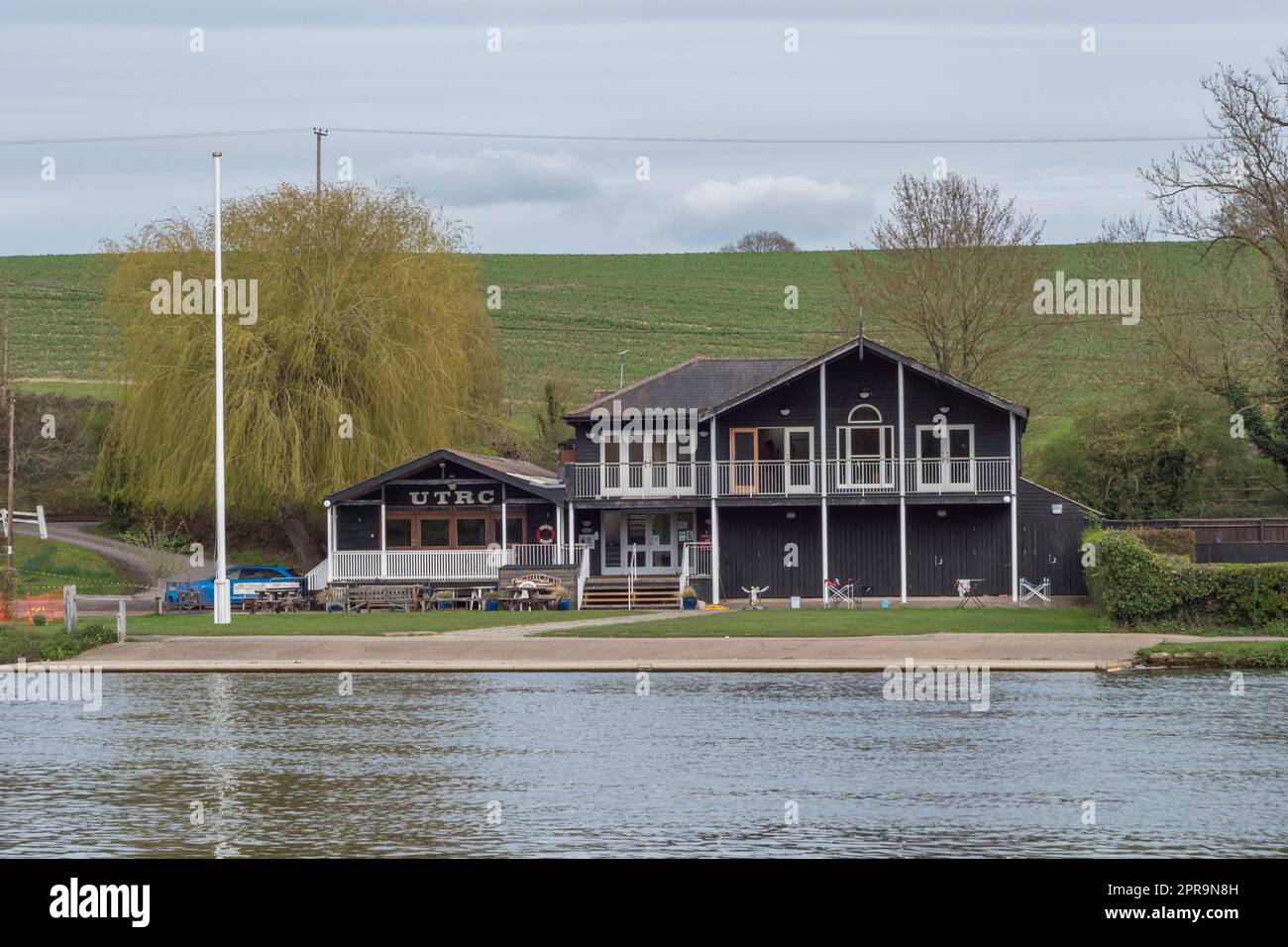 The Upper Thames Rowing Club (UPRC) clubhouse on the River Thames in Henley-On-Thames, Oxfordshire, England. Stock Photo