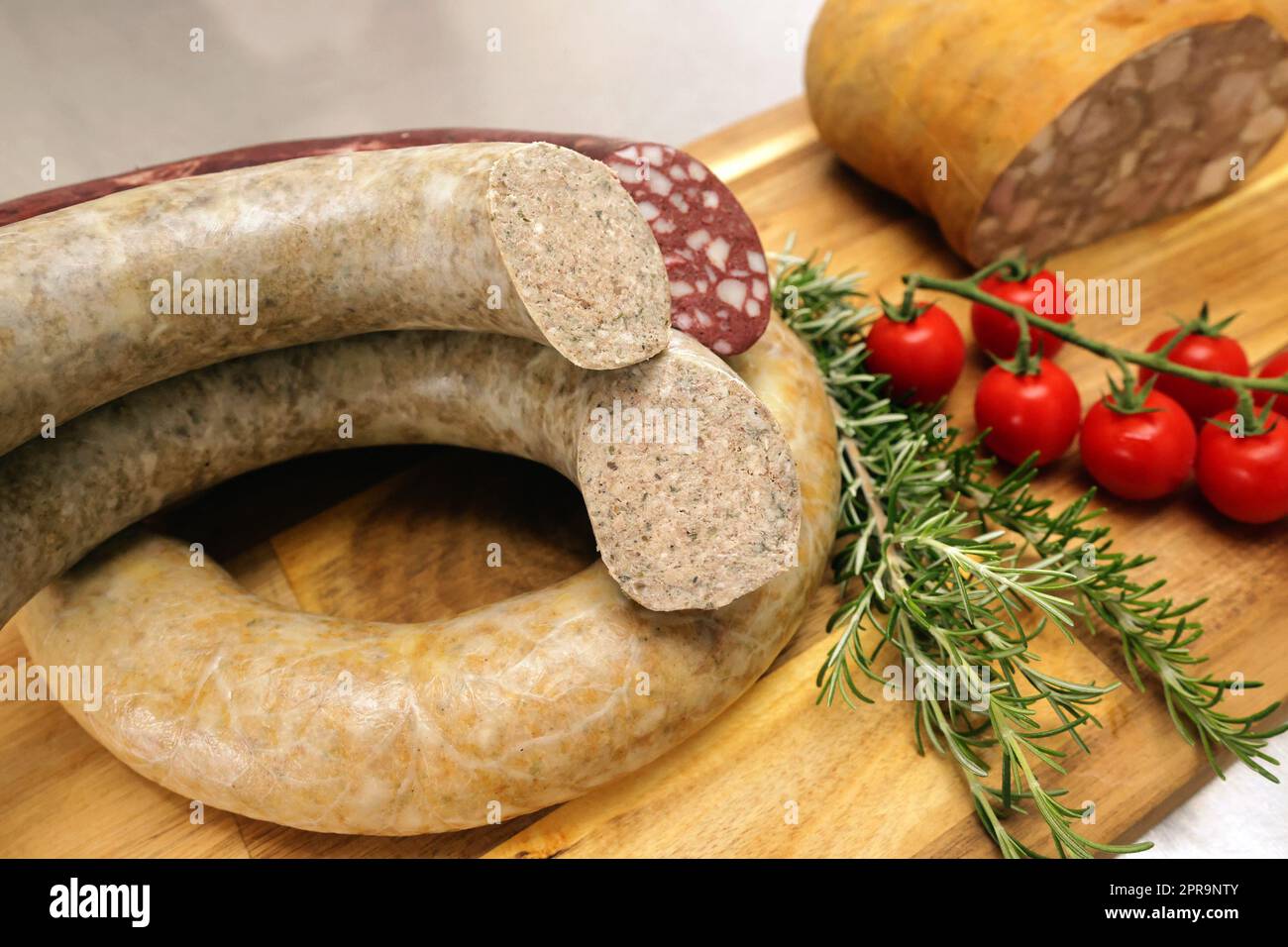 blood sausage, liver sausage and press sack Stock Photo Alamy