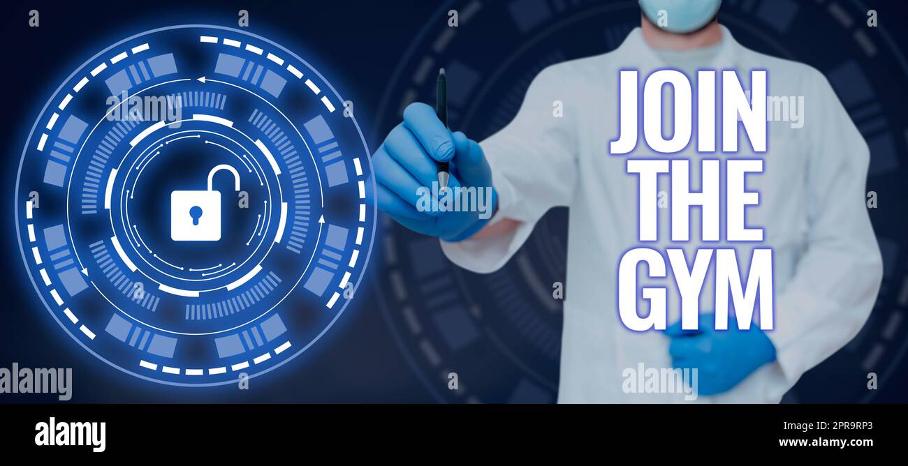Inspiration showing sign Join The Gym. Conceptual photo Motivation to ...
