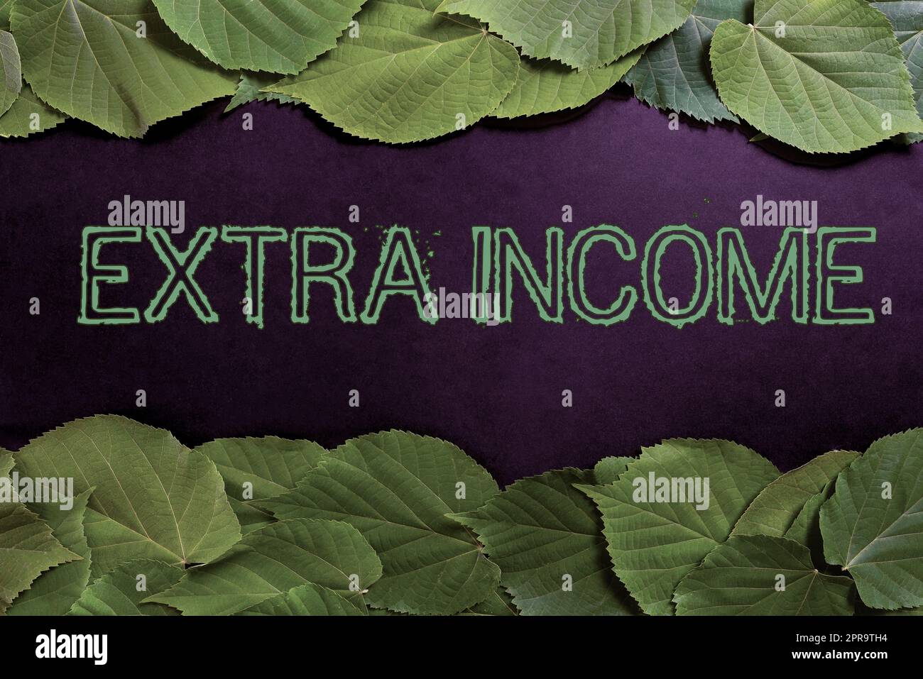 Sign displaying Extra Income. Business approach Additional fund received or earned from a non regular basis Important Informations Written On Paper Under Lot Of Leaves. Stock Photo