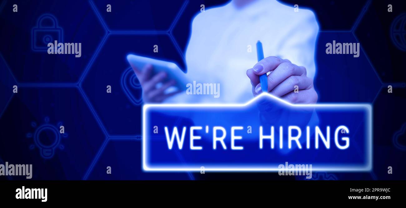 Conceptual caption We Re Are Hiring. Word for Advertising Employment