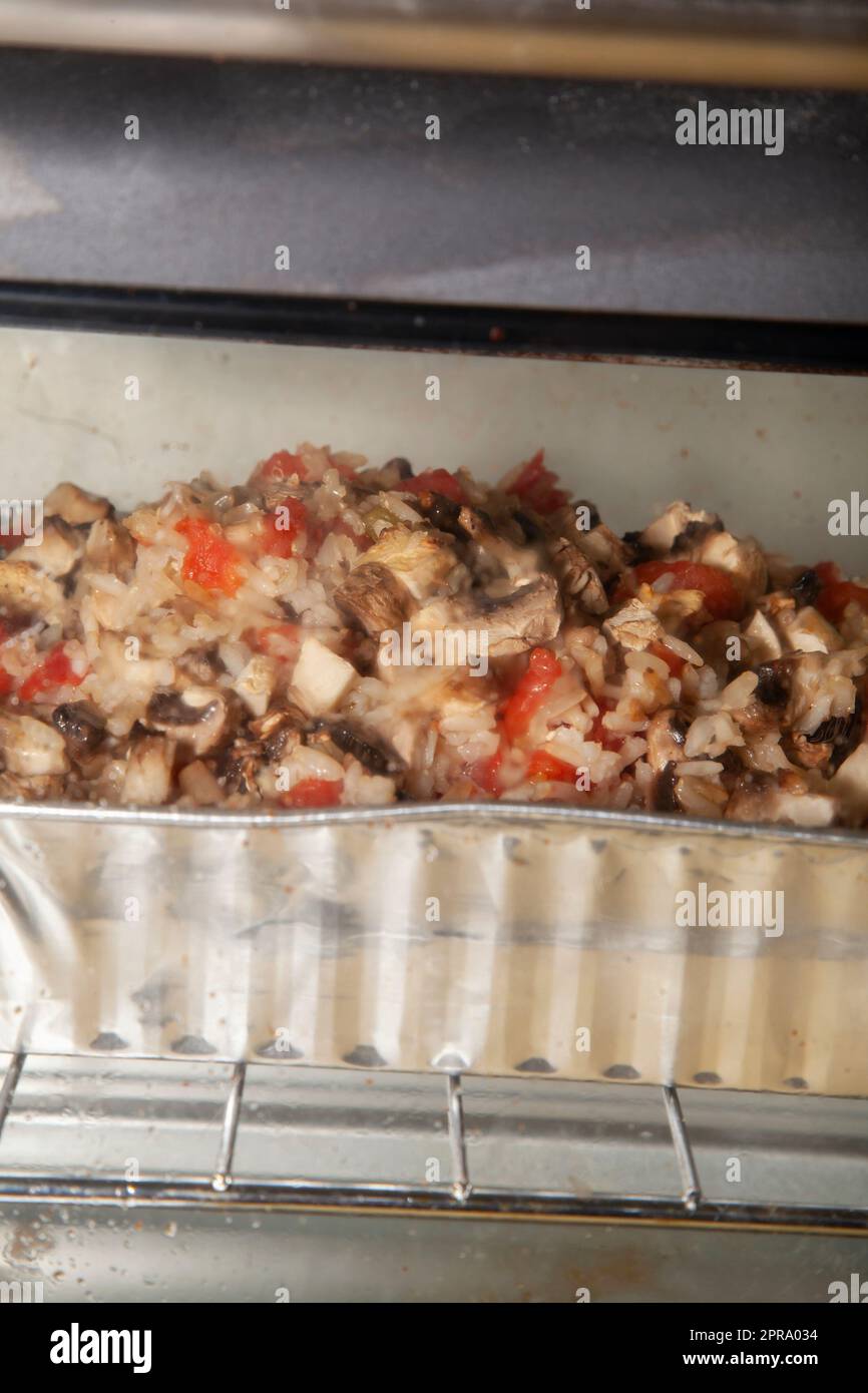 Mushroom, Tomato, and Chili Rice Stock Photo Alamy