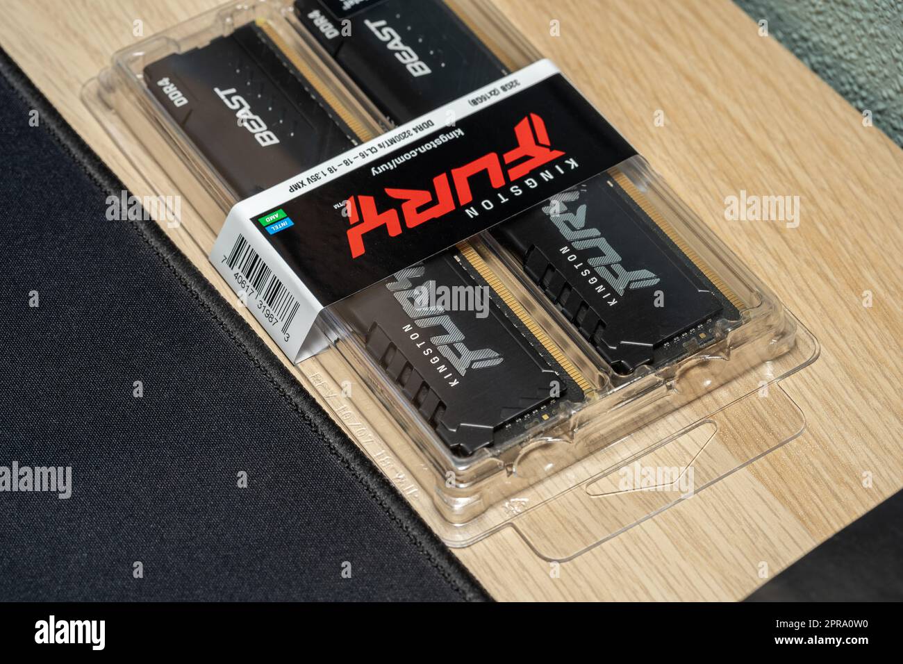 A box of brand new Kingston Fury Beast DDR4 3200 RAM sticks, computer