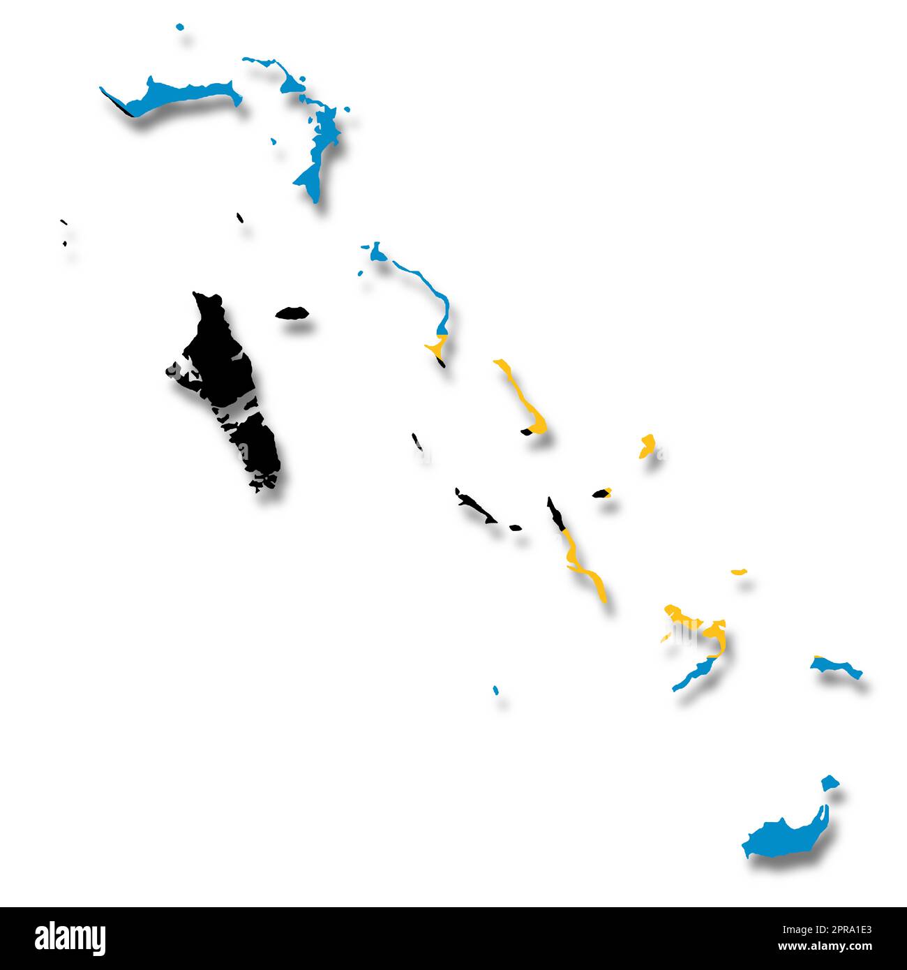 A Bahamas flag map on white background 3d illustration with clipping