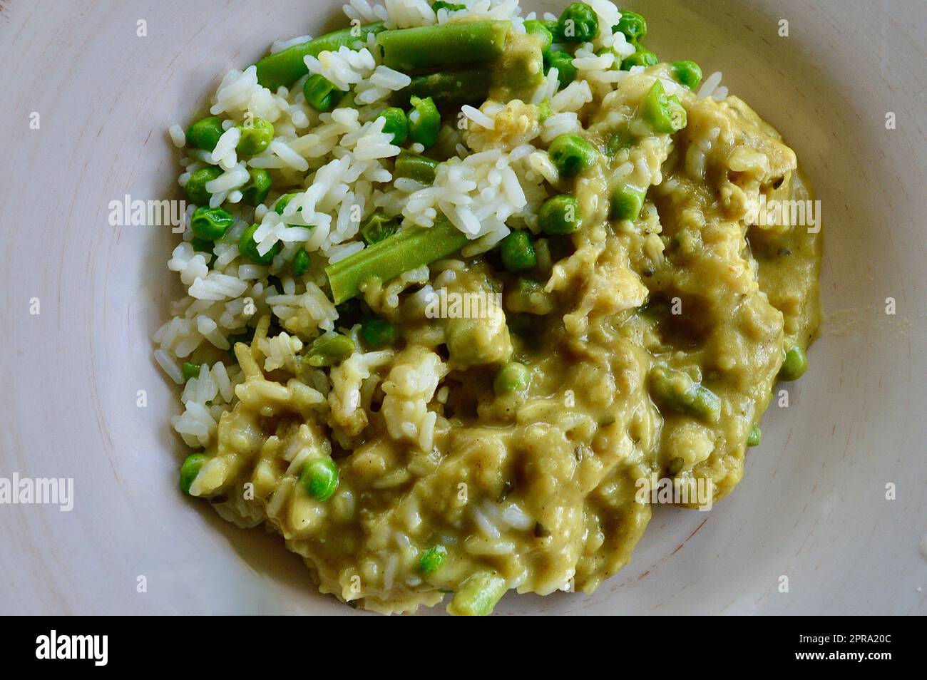 Thai green curry and rice Stock Photo