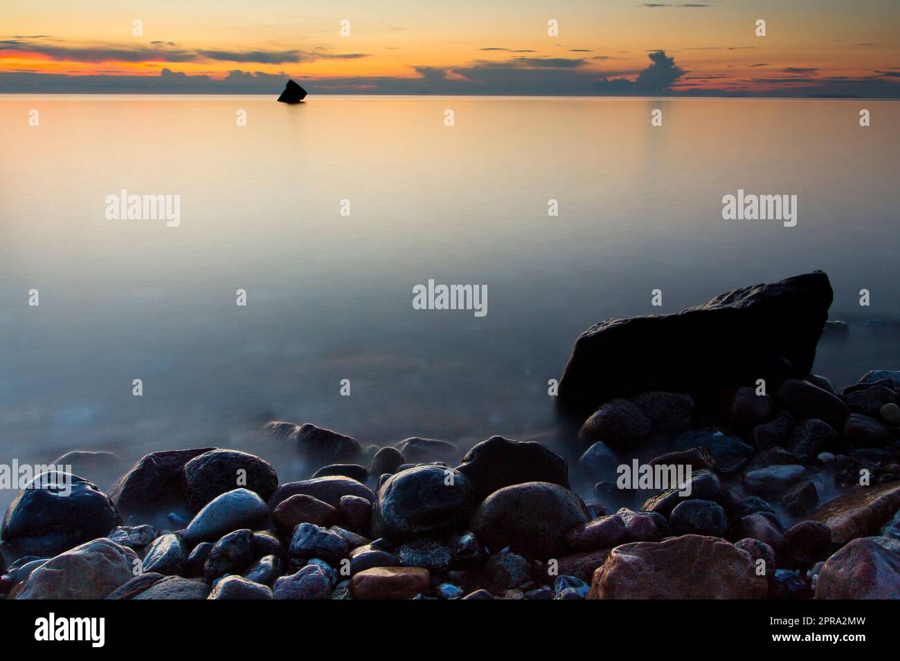 sunset at coast of fehmarn island Stock Photo