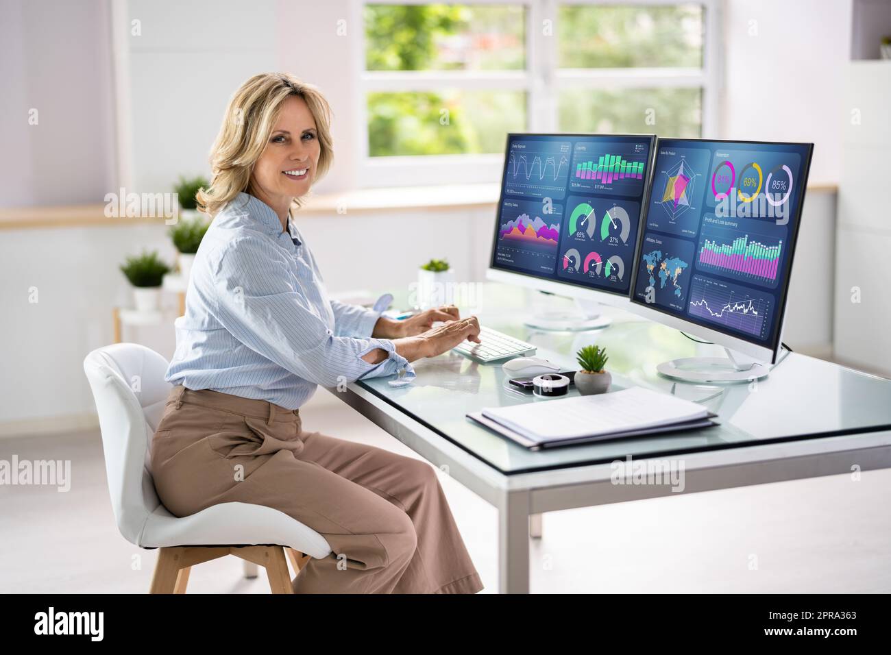 Analyst Woman Looking Stock Photo