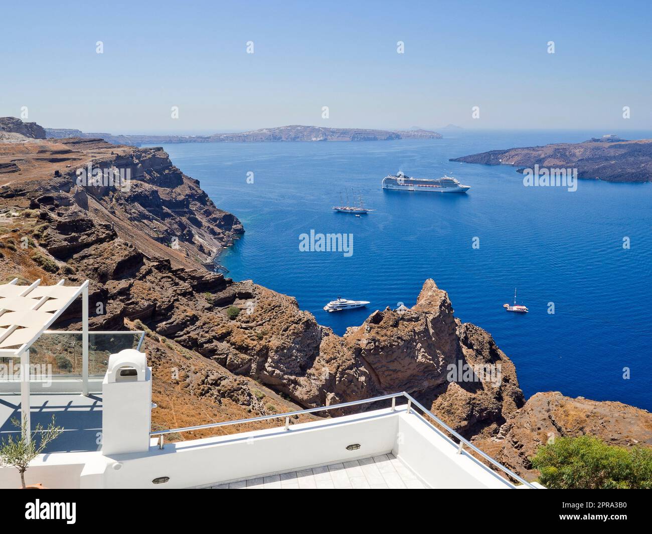 Greece, Santorini, Caldera of Thira Harbor Stock Photo