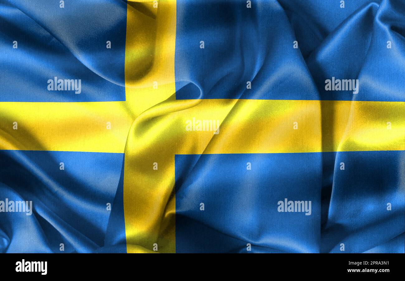 3D-Illustration of a Sweden flag - realistic waving fabric flag Stock ...