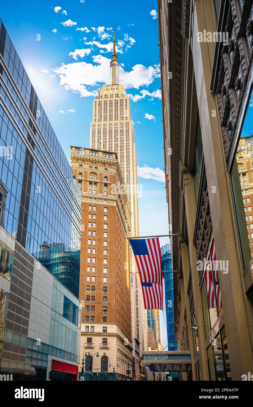 New York City skyscrapers street view Stock Photo