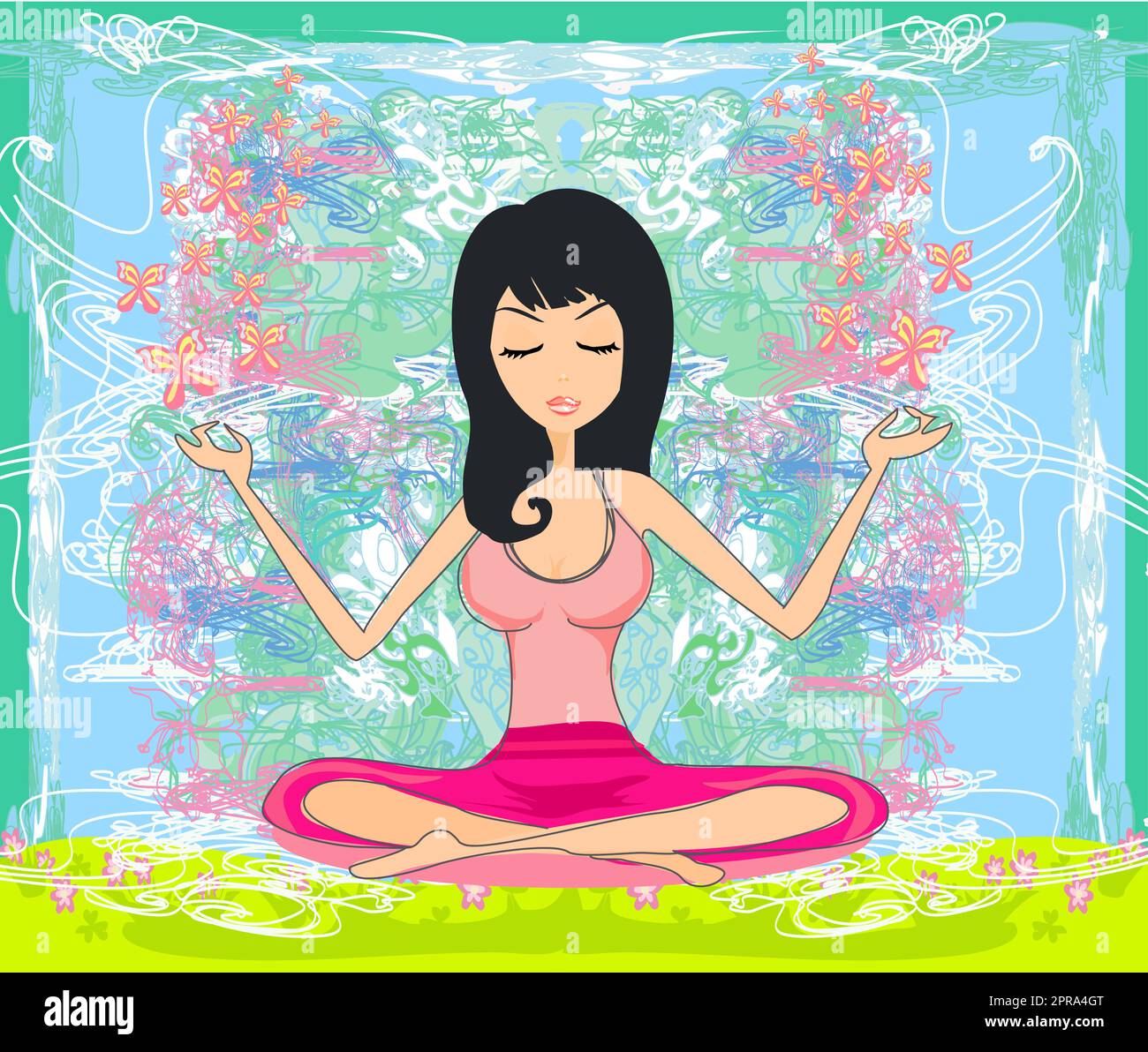 Yoga girl in lotus position Stock Photo - Alamy