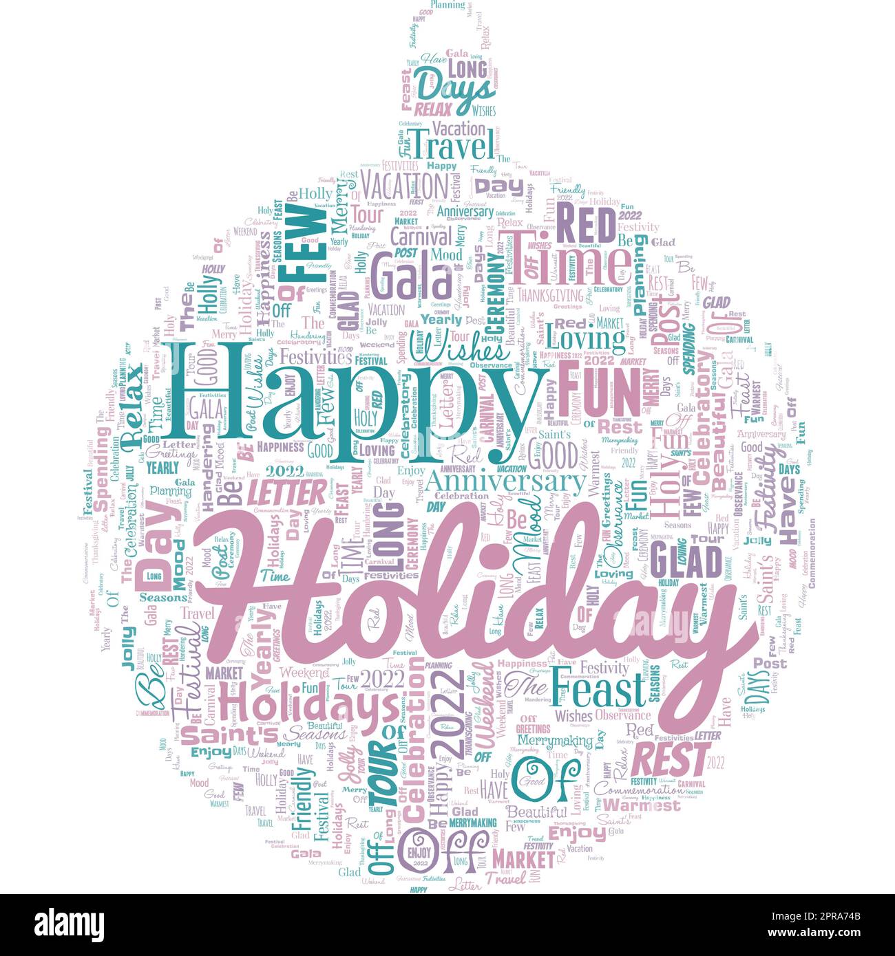 Big word cloud in the shape of ball with words Happy Holidays. Greeting used to recognize the 
