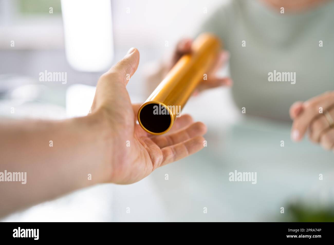 Business Woman Relay Baton Handover Stock Photo Alamy