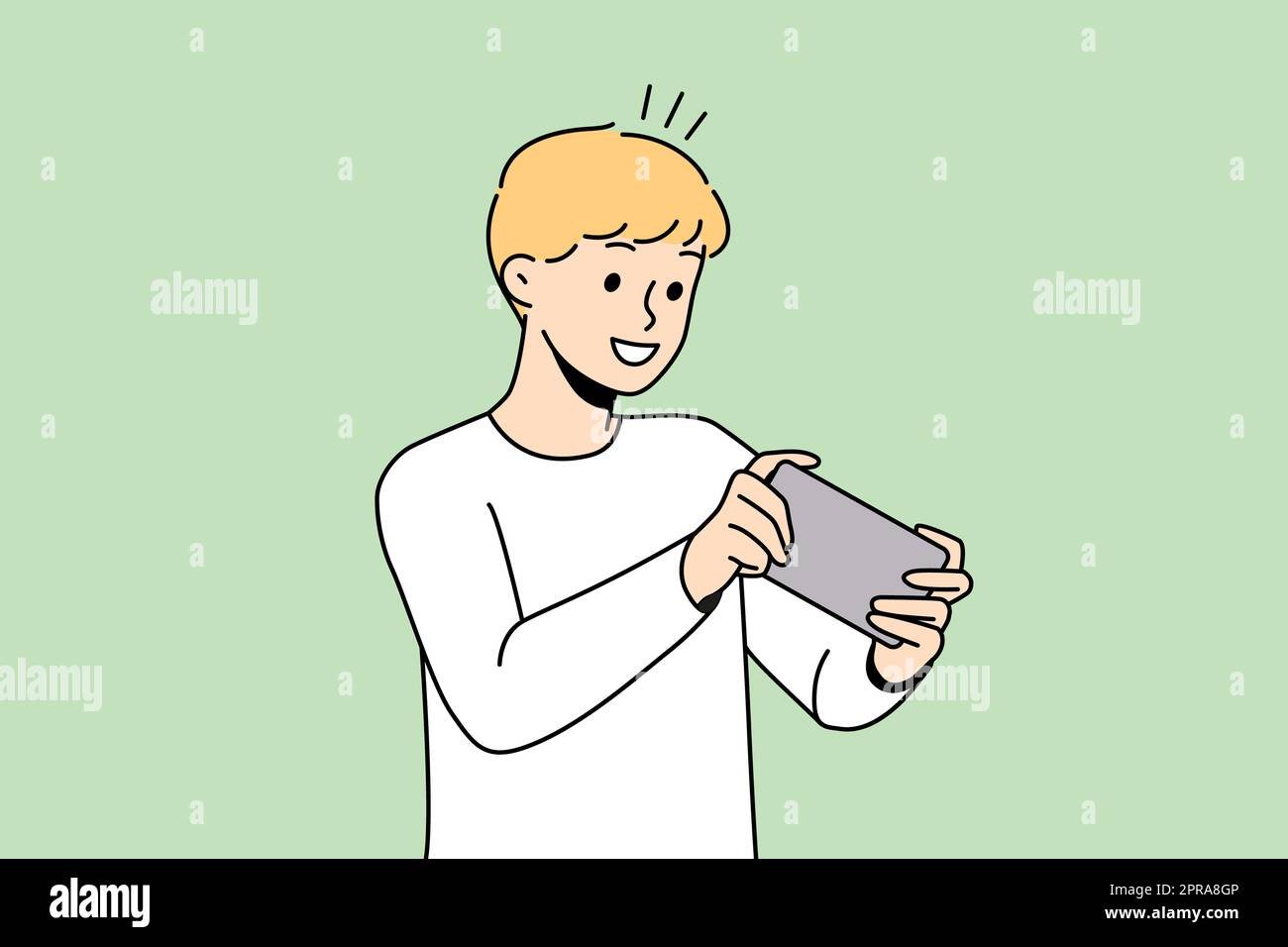 Happy boy child playing online game on cellphone. Smiling small kid have  fun engaged in video games on smartphone. Modern web app. Vector  illustration. 12971707 Vector Art at Vecteezy