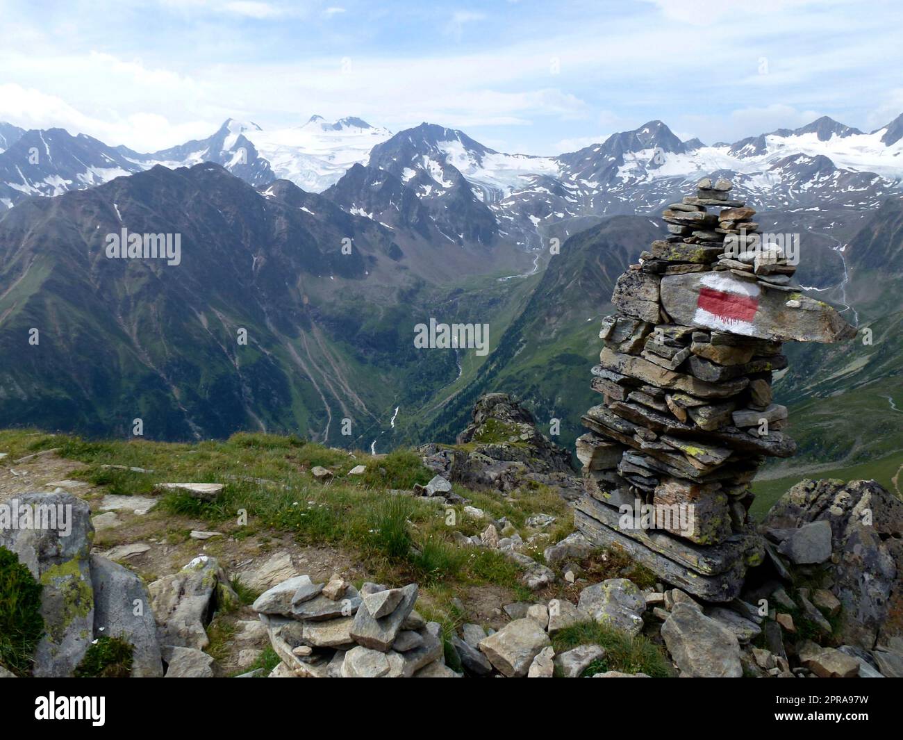Stubai high-altitude hiking trail, lap 4 in Tyrol, Austria Stock Photo