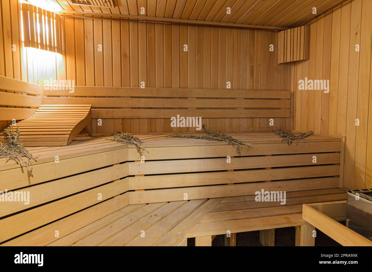 Sauna interior in a private house Stock Photo