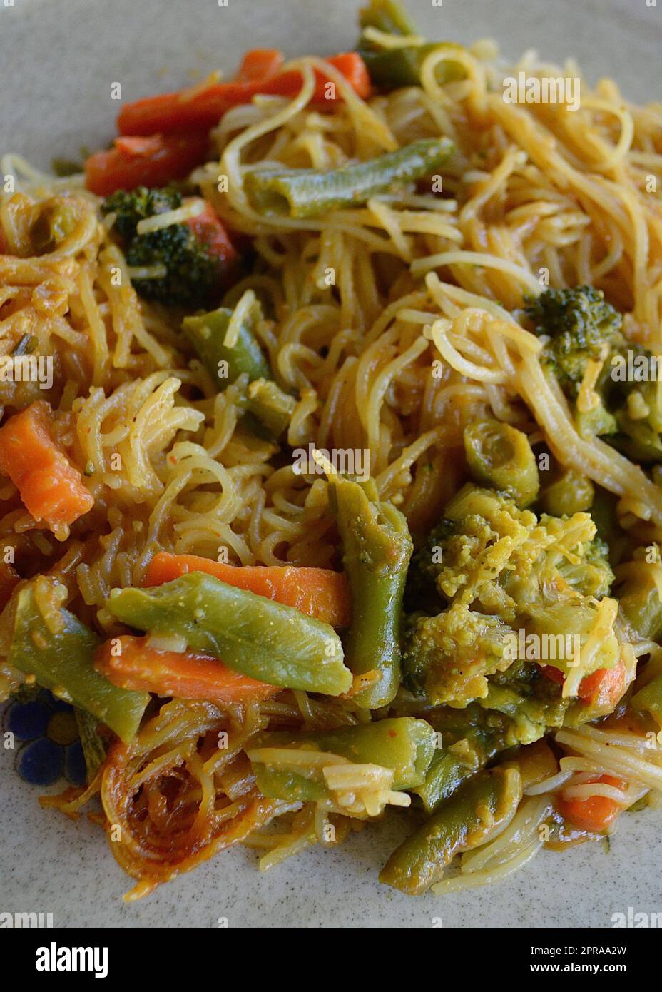 Singapore noodles and vegetables Stock Photo