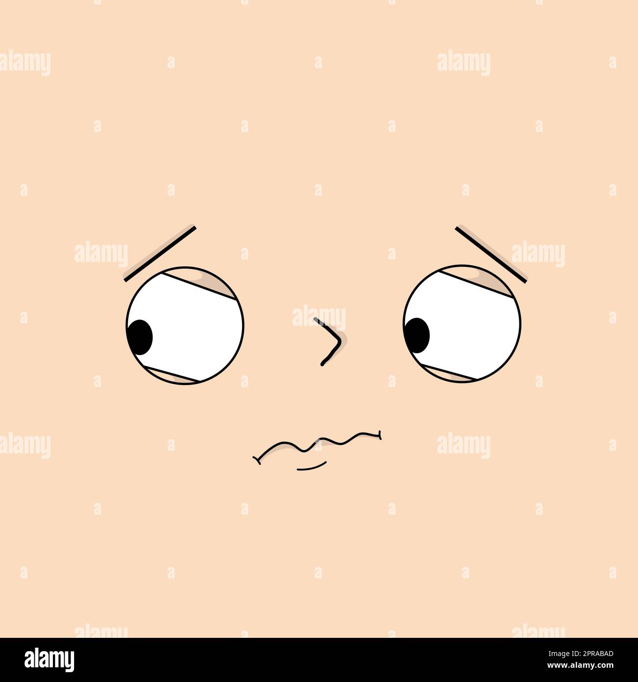 Confused, sad face with expressive emotions - Vector illustration Stock ...