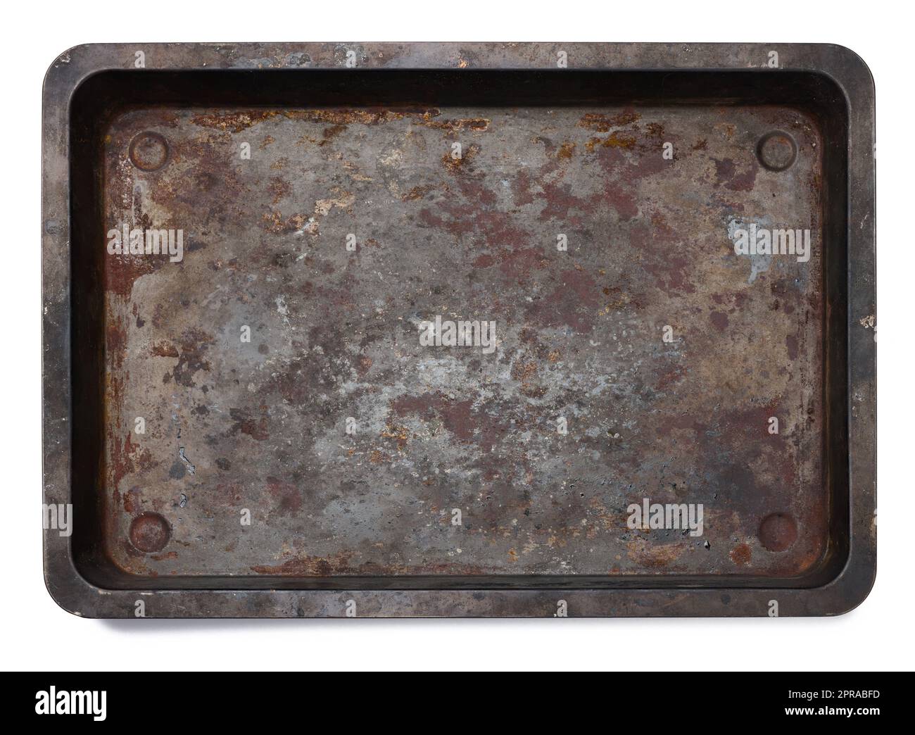Empty black rectangular oven tray isolated on white background Stock Photo