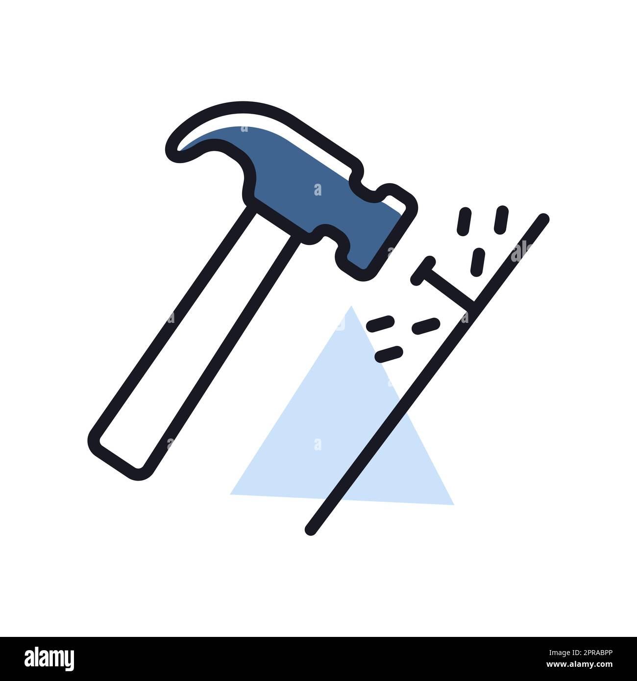 Hammer and nails vector icon. Construction, repair and building. Graph