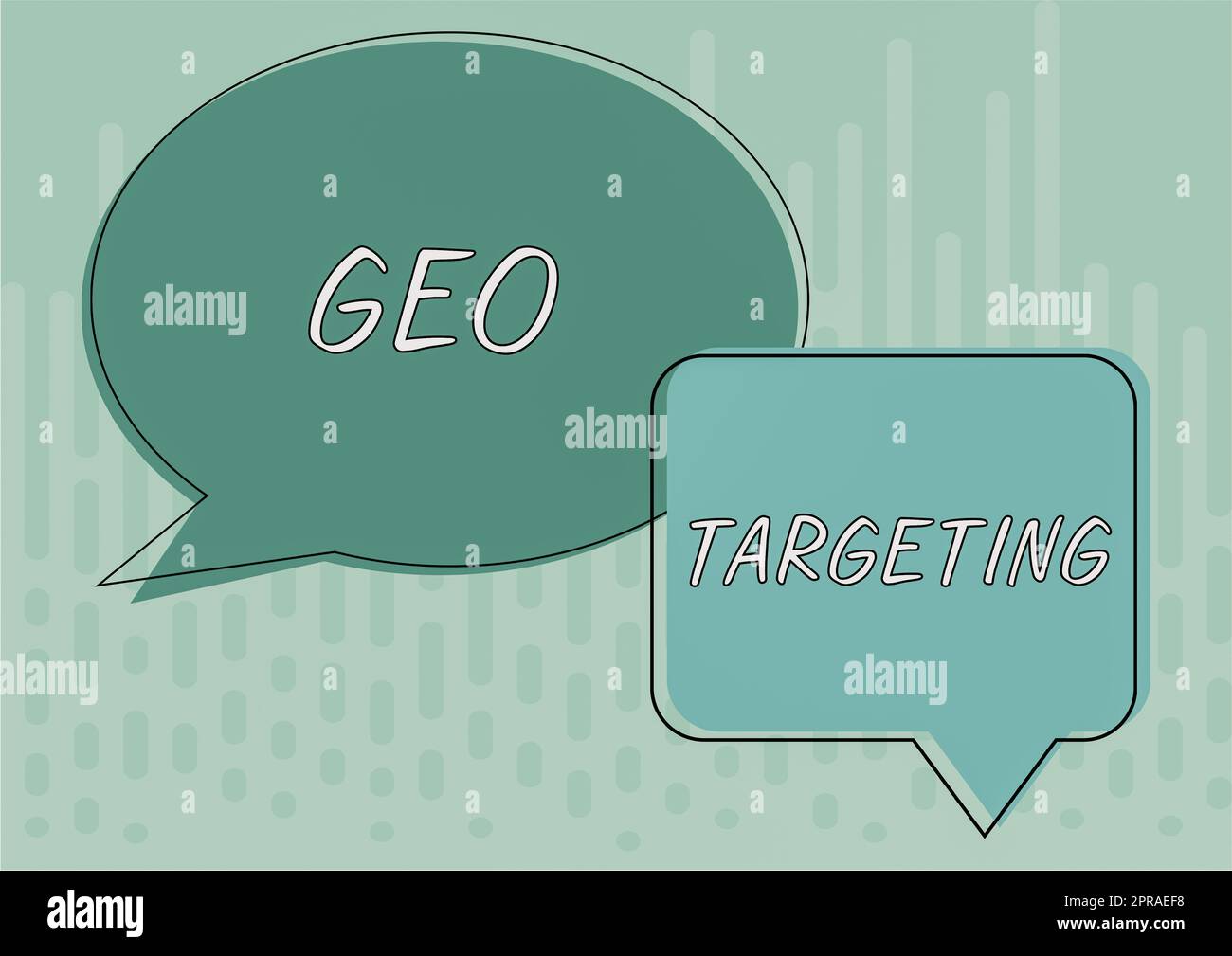 Inspiration showing sign Geo Targeting. Concept meaning Digital Ads Views IP Address Adwords Campaigns Location Square And Oval Blank Speech Bubbles Representing Connecting To People. Stock Photo