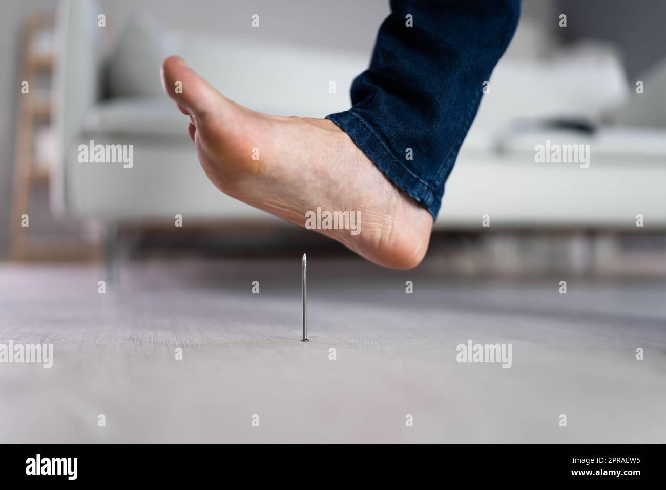 Foot Pin Accident. Tetanus Feet Ache. Leg Injury Stock Photo Alamy