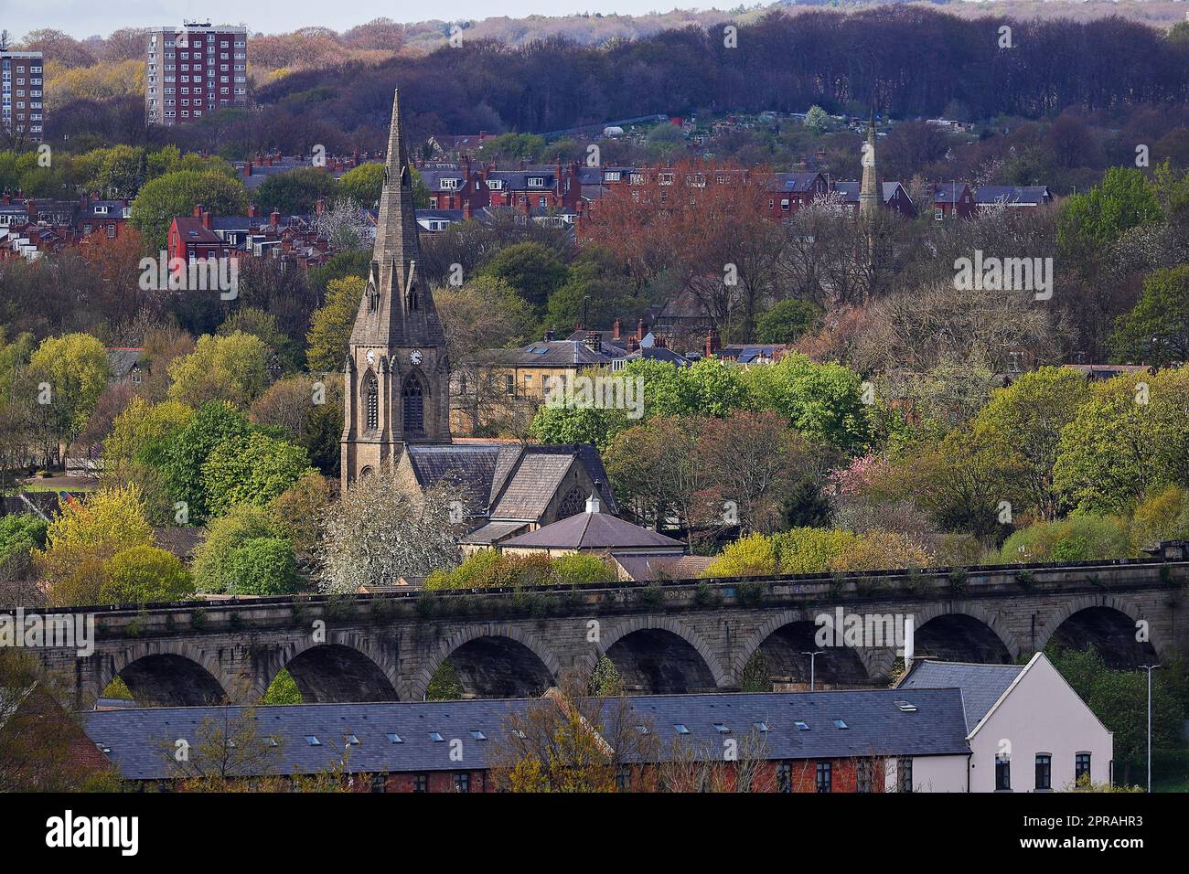 KIrkstall Road Viaduct in Leeds with St Matthias Church Stock Photo Alamy