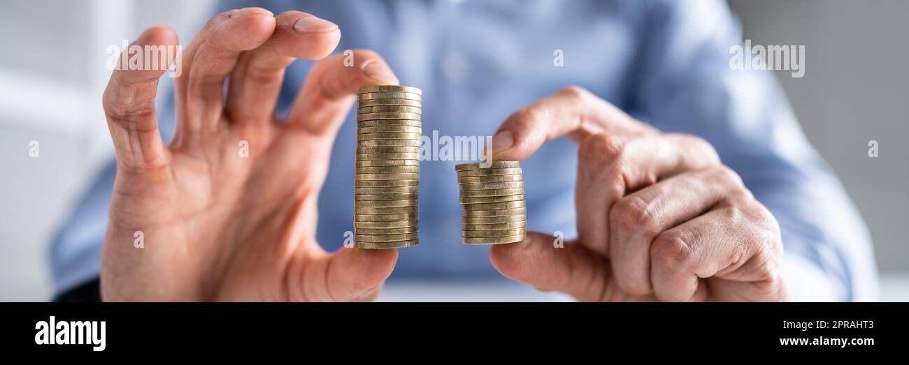 Compare Wage Gap And Tax Differences Stock Photo