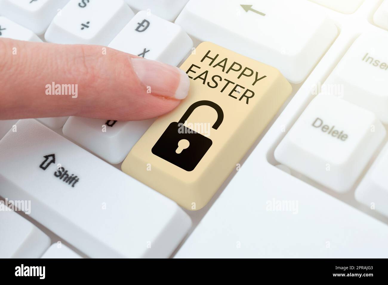 Hand writing sign Happy Easter. Internet Concept Christian feast commemorating the resurrection of Jesus -48782 Stock Photo