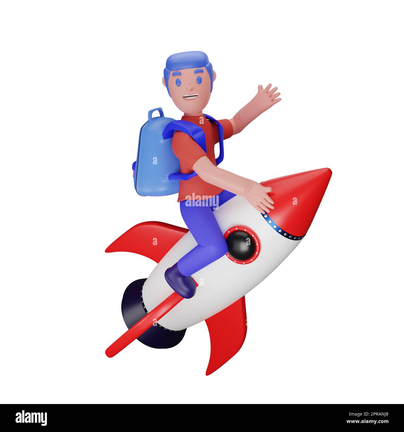 character riding a rocket with a back to school concept Stock Photo - Alamy