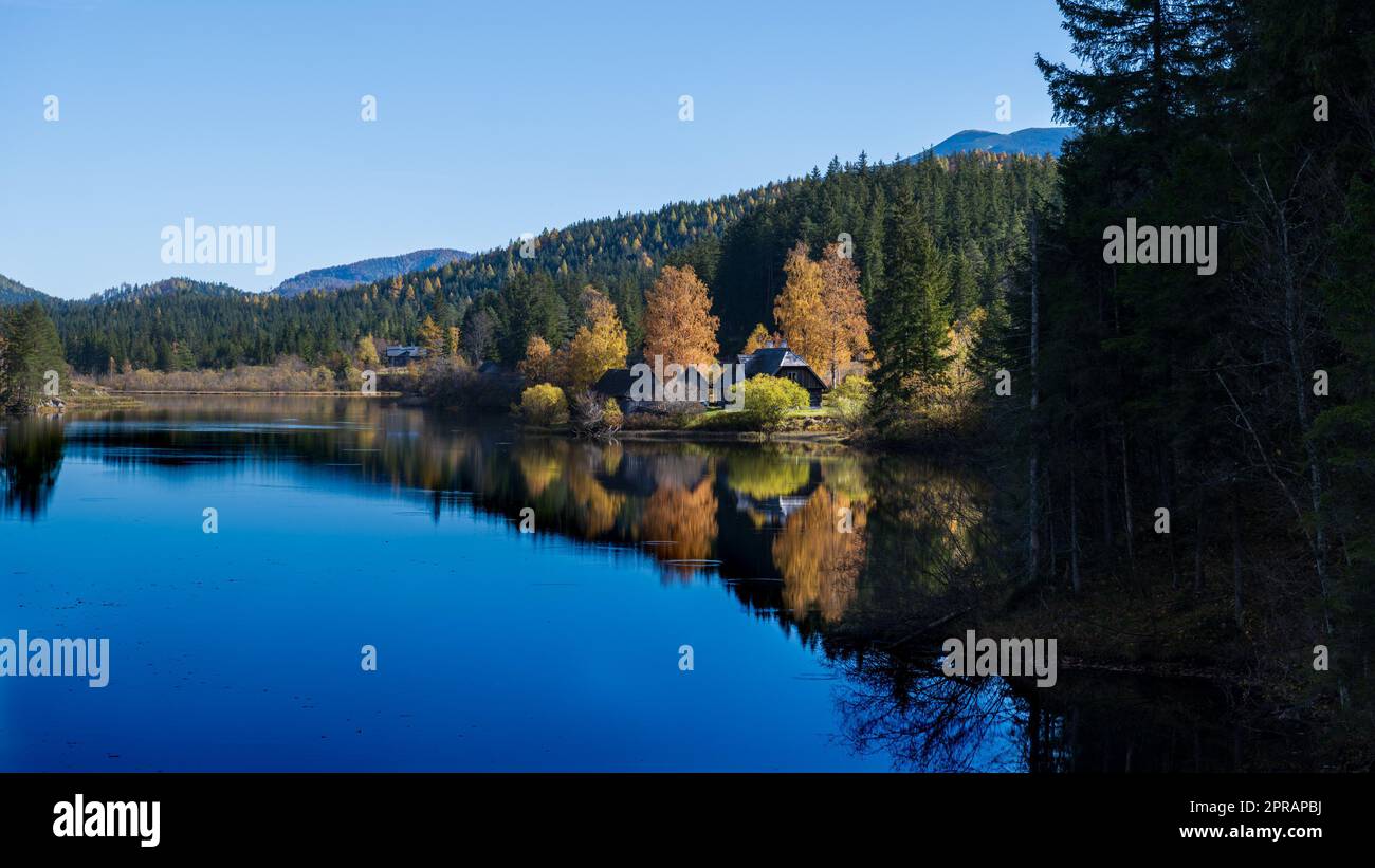 Hubertus lake near Mariazell Stock Photo