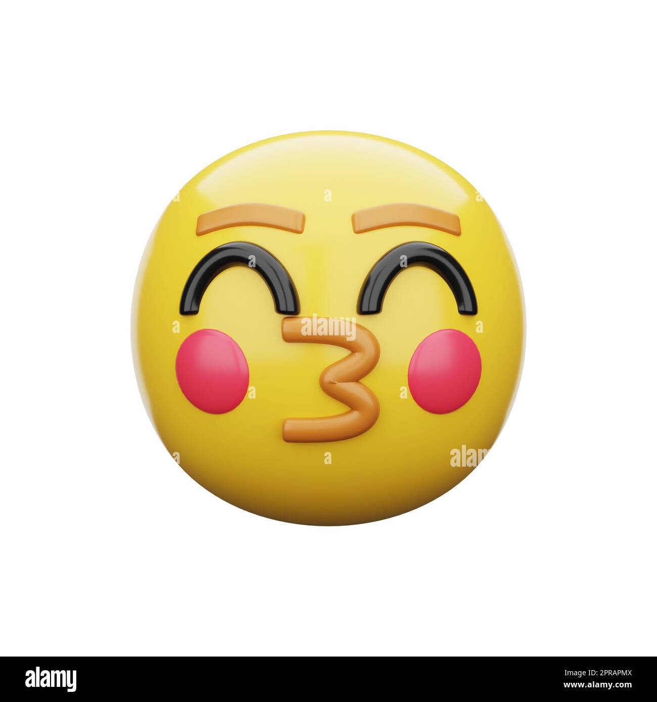 3d emoji Kissing Face with Closed Eyes Stock Photo
