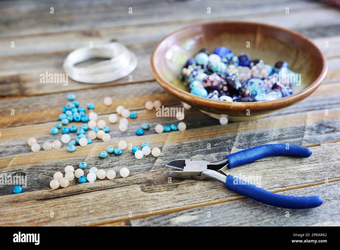 Jewelry Making Beads and Tools Stock Photo