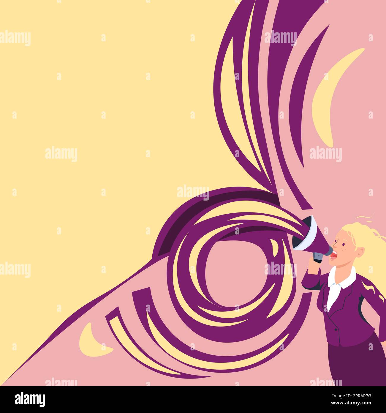 Female Leader Holding A Megaphone Expressing Encouraging Ideas Stock