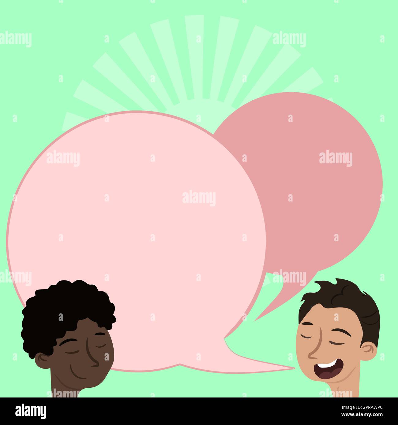 Happy Friends Drawing Standing Talking To Each Other With Speech