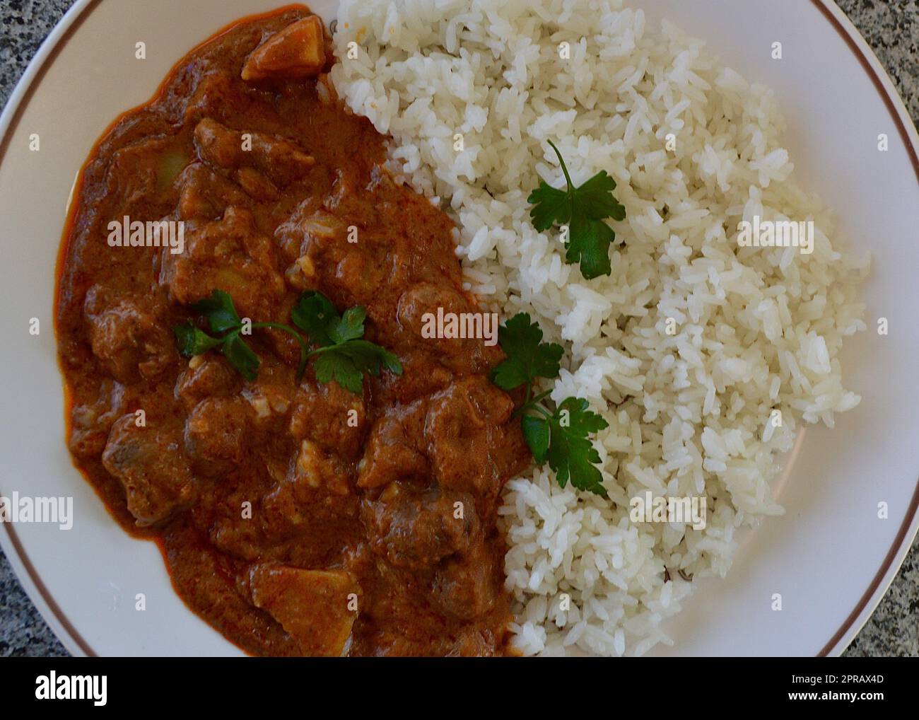 Massaman curry with rice Stock Photo