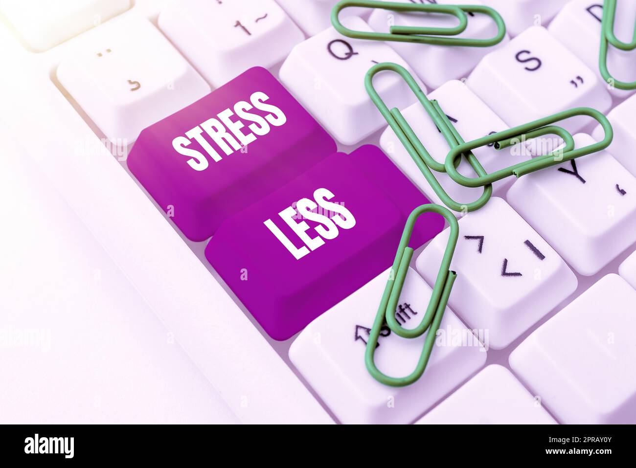 Text caption presenting Stress Less. Word Written on Stay away from problems Go out Unwind Meditate Indulge Oneself -48895 Stock Photo