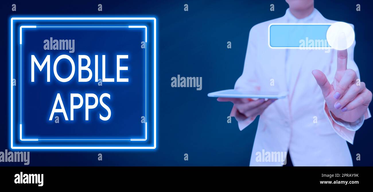 Text sign showing Mobile Apps. Business concept small programs are made ...