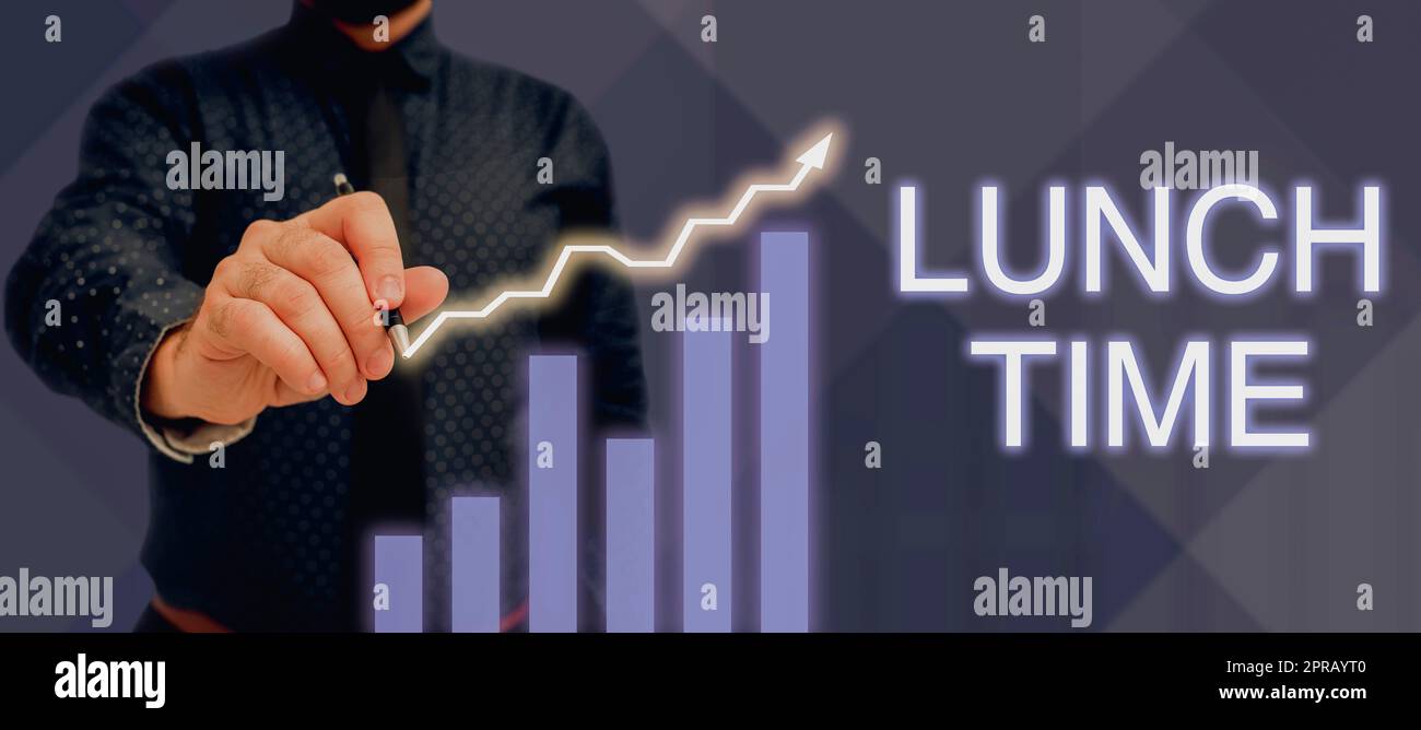 Inspiration showing sign Lunch Time, Concept meaning Meal in the middle