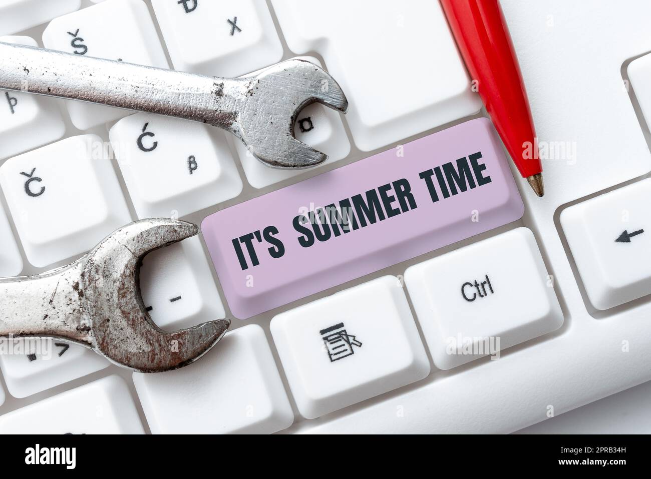 Writing displaying text It S Summer Time. Concept meaning Relax sunny hot season of the year Vacation beach trip -49102 Stock Photo