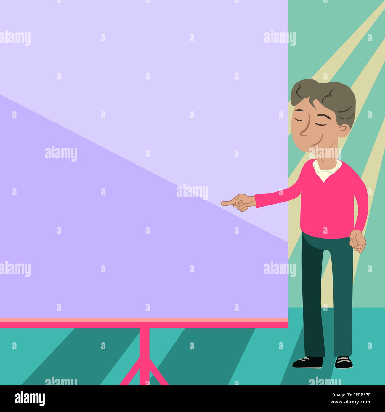 Businessman Pointing Finger Empty Drawboard Representing Planning