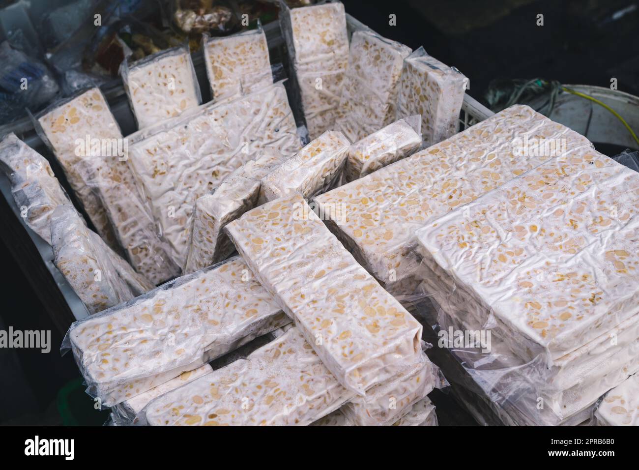 tempeh traditional indonesian food made from fermented soybean in